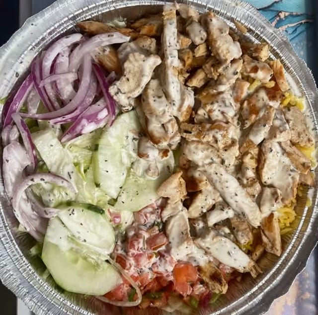 Chicken Shawarma Over Rice.