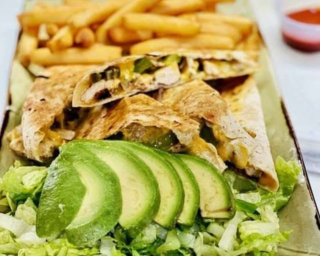 Quesadillas with Avocado & Fries.