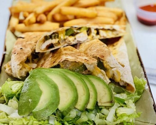 Quesadillas with Avocado & Fries.