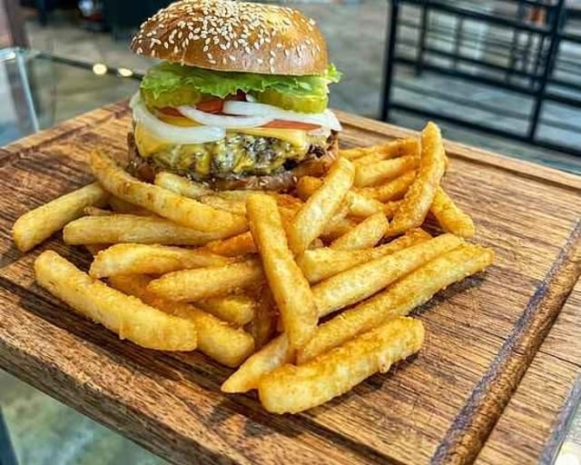 Cheese Burger with Fries.