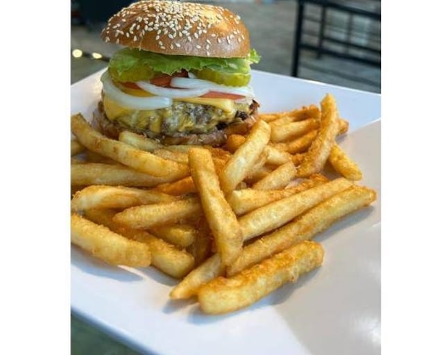 Cheese Burger with Fries.